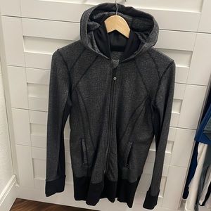 Lululemon Size 10 Black Herringbone Active Jacket with Hood